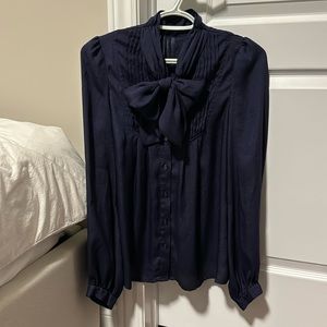 Navy Blouse with Front tie
